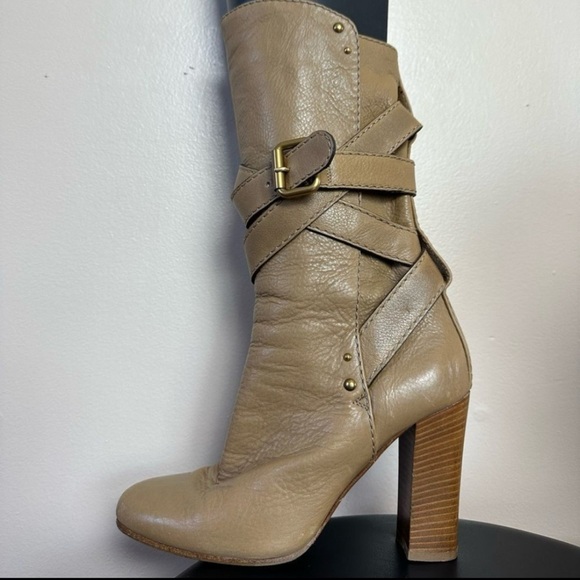 CLEARANCE! Tan Chloé Paddington Leather Heeled Buckle Boots Size 8 EUC - Picture 2 of 7